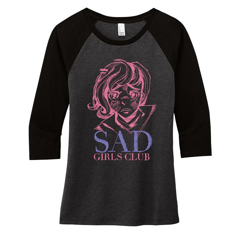 Sad Girls Club Anime Women's Tri-Blend 3/4-Sleeve Raglan Shirt