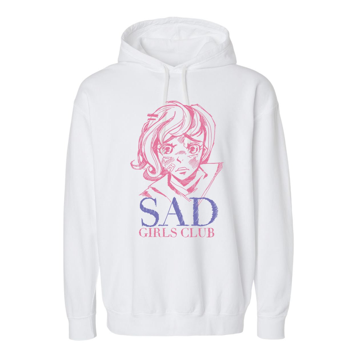 Sad Girls Club Anime Garment-Dyed Fleece Hoodie