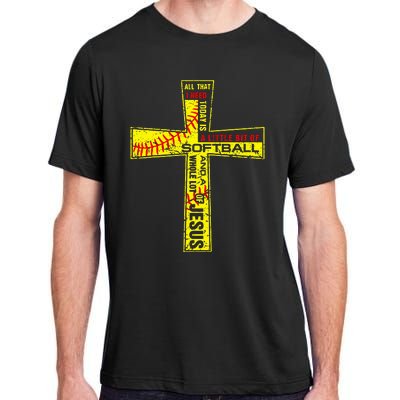 Softball Girl Christian Cross Faith I Need Softball & Jesus Adult ChromaSoft Performance T-Shirt