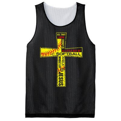 Softball Girl Christian Cross Faith I Need Softball & Jesus Mesh Reversible Basketball Jersey Tank