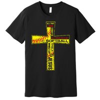 Softball Girl Christian Cross Faith I Need Softball & Jesus Premium T-Shirt