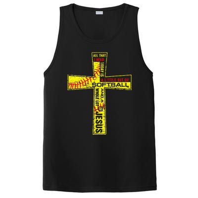 Softball Girl Christian Cross Faith I Need Softball & Jesus PosiCharge Competitor Tank