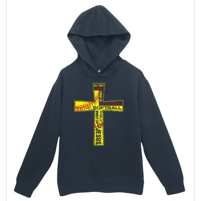 Softball Girl Christian Cross Faith I Need Softball & Jesus Urban Pullover Hoodie