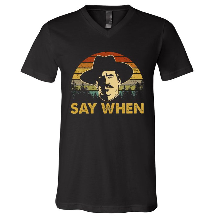 Say Graphic Cowboy Boots Vintage Art Adorable Costume When V-Neck T-Shirt