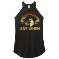 Say Graphic Cowboy Boots Vintage Art Adorable Costume When Women's Perfect Tri Rocker Tank