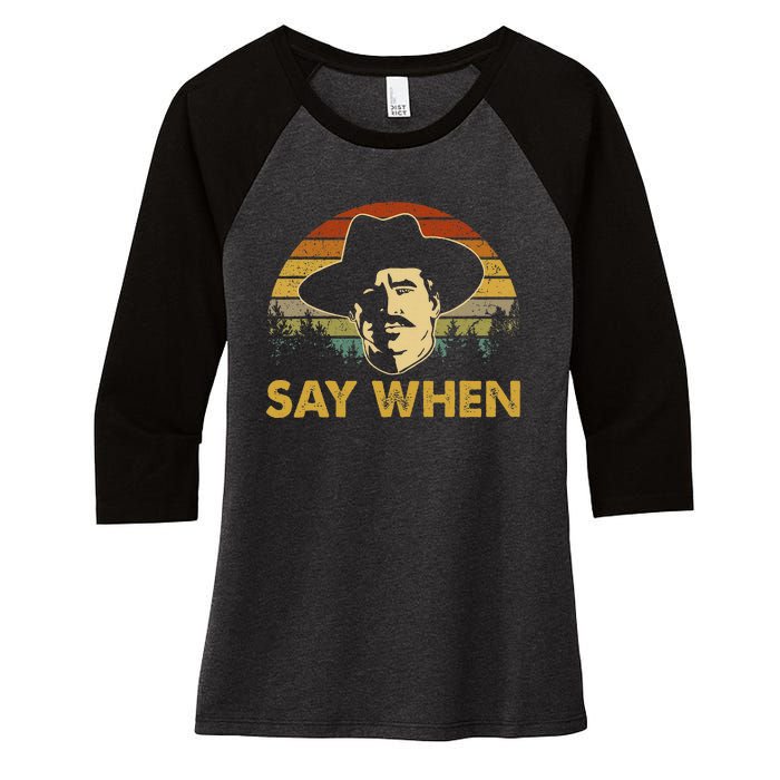 Say Graphic Cowboy Boots Vintage Art Adorable Costume When Women's Tri-Blend 3/4-Sleeve Raglan Shirt