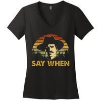 Say Graphic Cowboy Boots Vintage Art Adorable Costume When Women's V-Neck T-Shirt