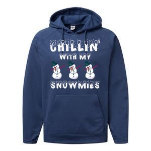 Snow Gang Christmas Chillin With My Snowmies Gift Performance Fleece Hoodie