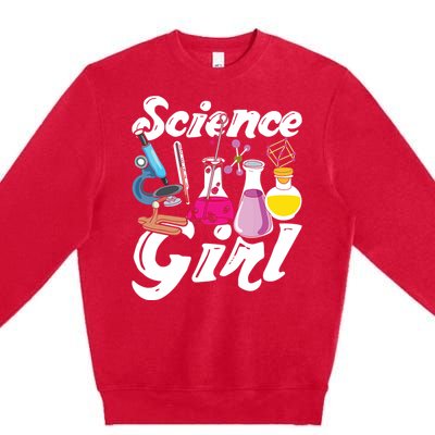 Science Girl Chemist Biology Scientist Women Gift Chemistry Premium Crewneck Sweatshirt