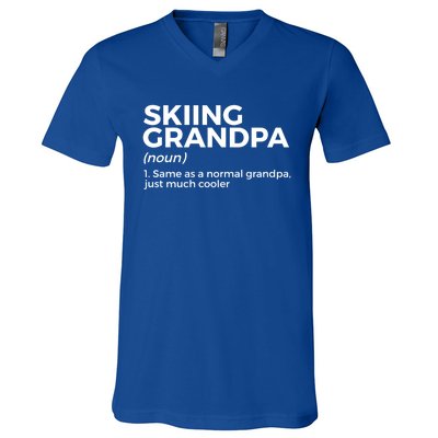 Skiing Grandpa Definition Funny Ski For Skiers Meaningful Gift V-Neck T-Shirt