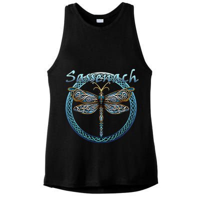 Sassenach Gaelic Dragonfly Scottish Outlander Ladies PosiCharge Tri-Blend Wicking Tank