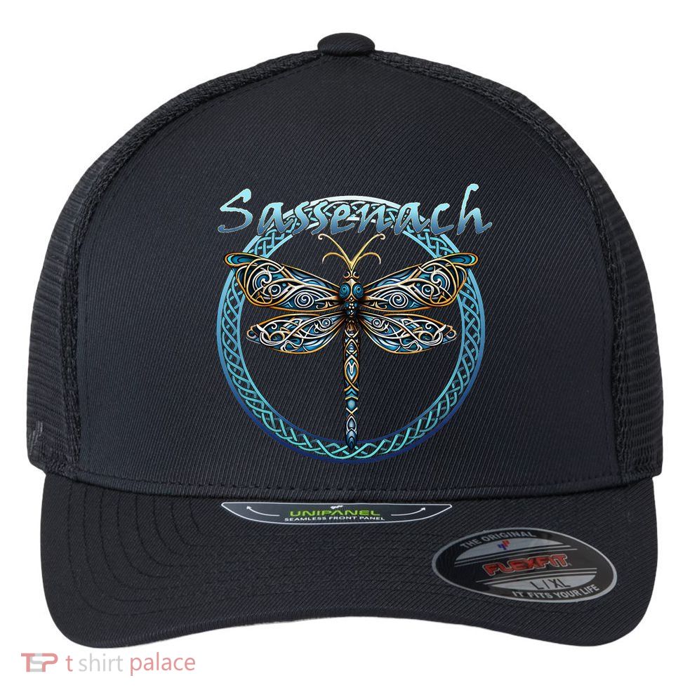 Sassenach Gaelic Dragonfly Scottish Outlander Flexfit Unipanel Trucker Cap