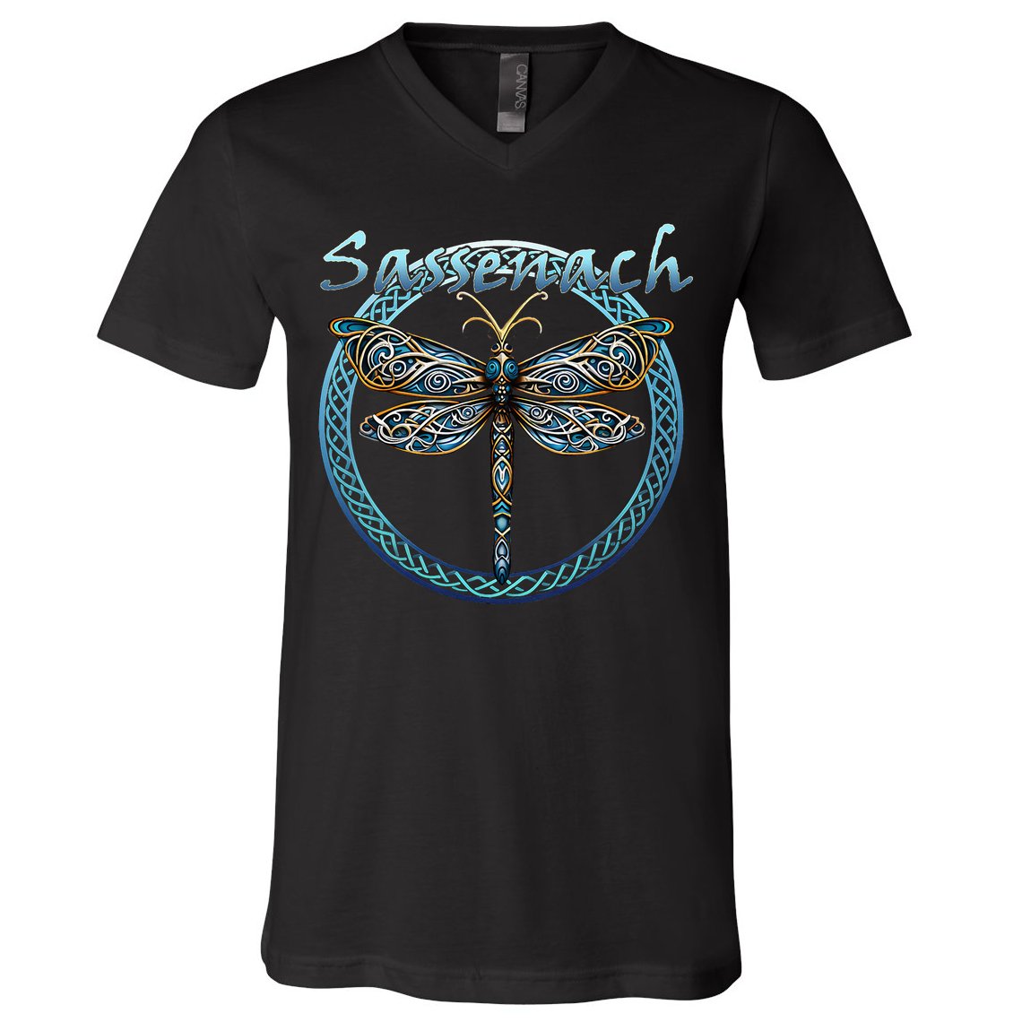 Sassenach Gaelic Dragonfly Scottish Outlander V-Neck T-Shirt
