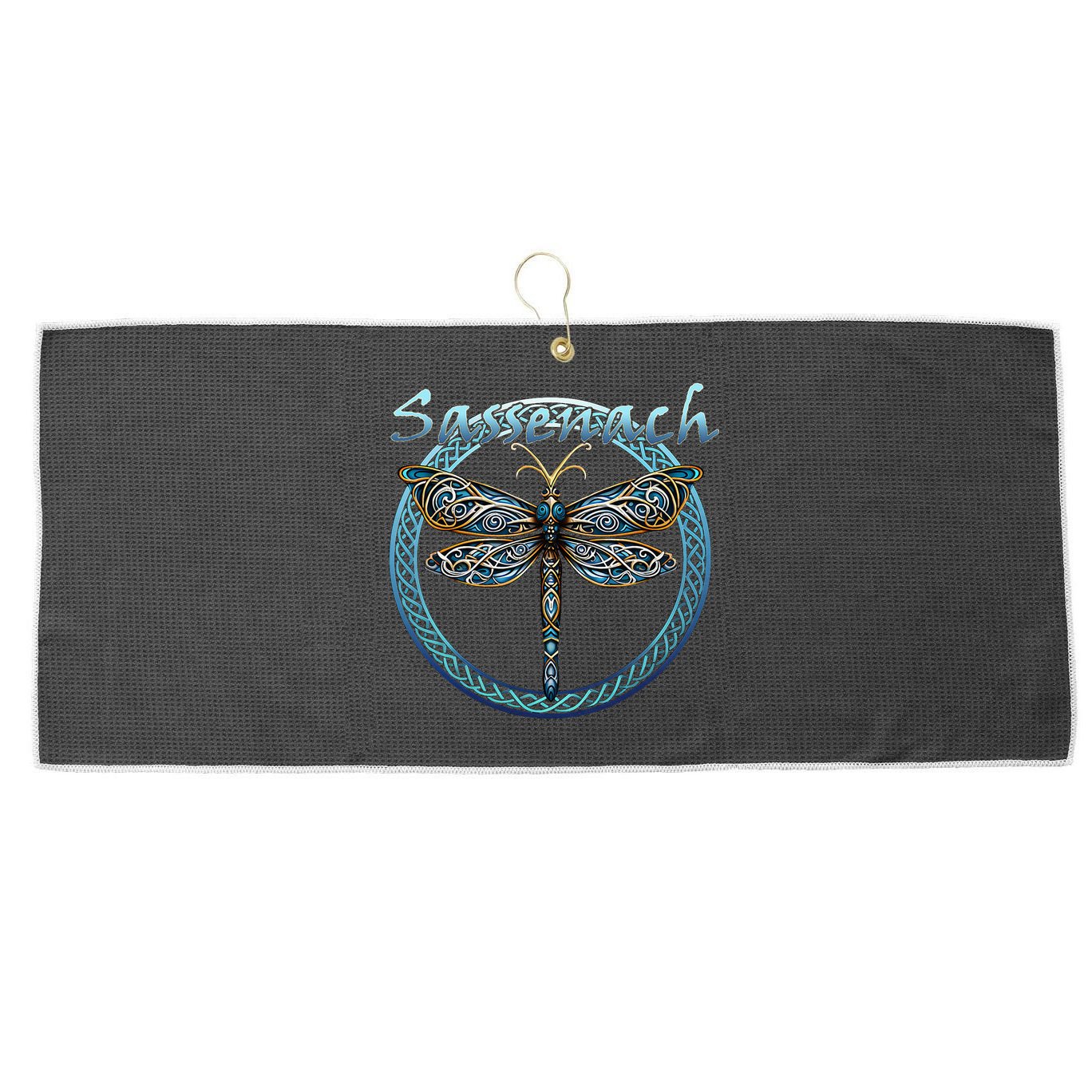 Sassenach Gaelic Dragonfly Scottish Outlander Large Microfiber Waffle Golf Towel
