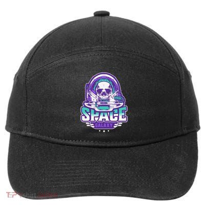 Space Galaxy Design Skull Astronaut Skull Lover Space Tourism 7-Panel Snapback Hat
