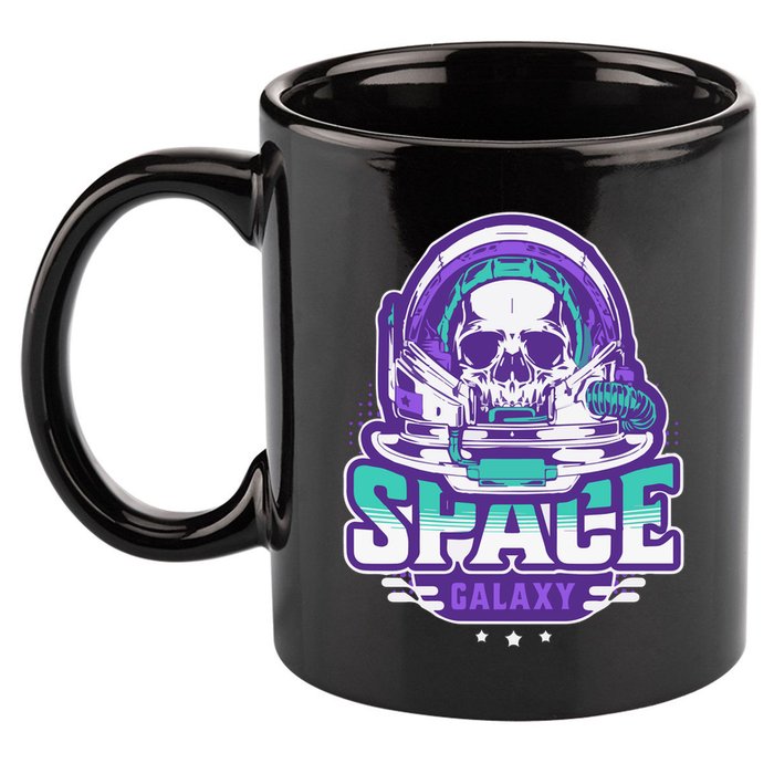 Space Galaxy Design Skull Astronaut Skull Lover Space Tourism 11oz C Handle Ceramic Mug