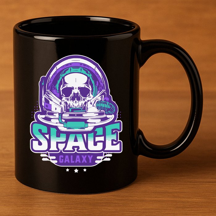 Space Galaxy Design Skull Astronaut Skull Lover Space Tourism 11oz C Handle Ceramic Mug