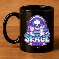 Space Galaxy Design Skull Astronaut Skull Lover Space Tourism 11oz C Handle Ceramic Mug