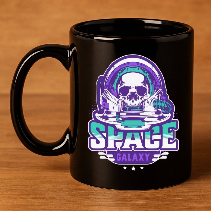 Space Galaxy Design Skull Astronaut Skull Lover Space Tourism 11oz C Handle Ceramic Mug