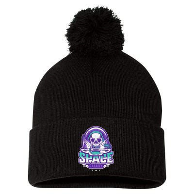 Space Galaxy Design Skull Astronaut Skull Lover Space Tourism Pom Pom 12in Knit Beanie