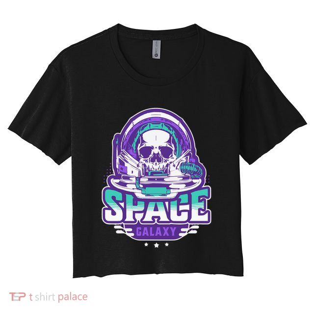 Space Galaxy Design Skull Astronaut Skull Lover Space Tourism Crop Top