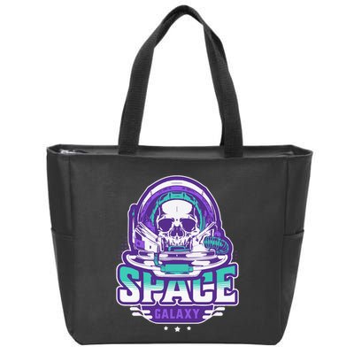 Space Galaxy Design Skull Astronaut Skull Lover Space Tourism Zip Tote Bag