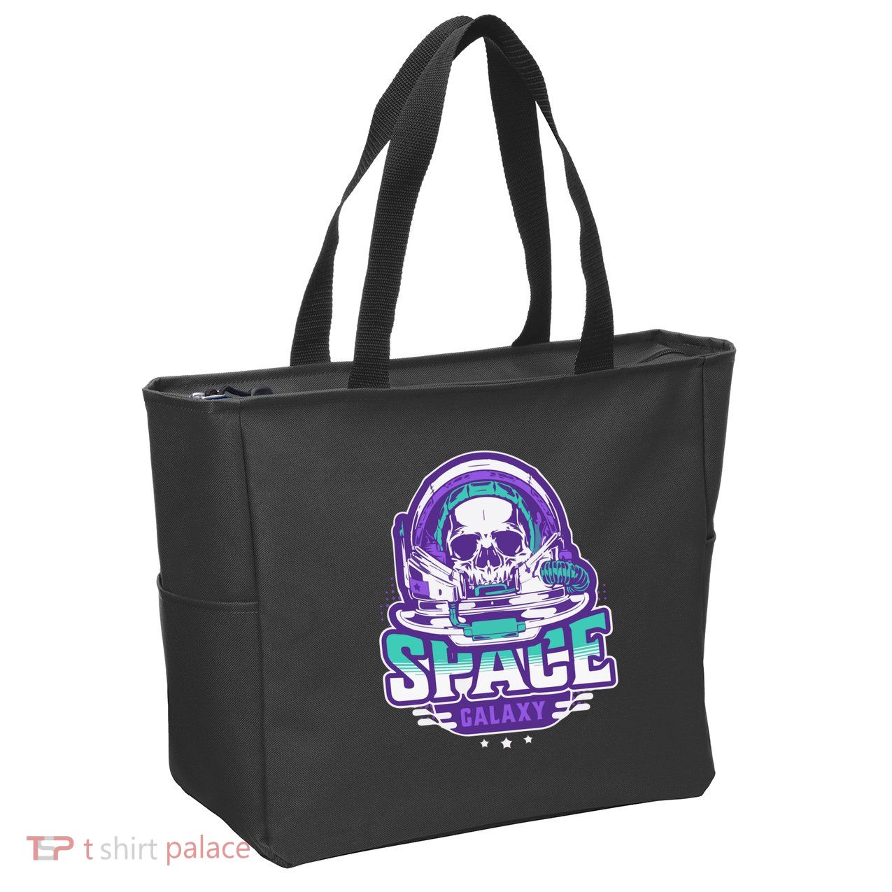 Space Galaxy Design Skull Astronaut Skull Lover Space Tourism Zip Tote Bag