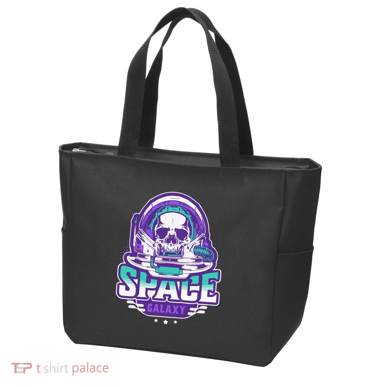 Space Galaxy Design Skull Astronaut Skull Lover Space Tourism Zip Tote Bag