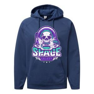 Space Galaxy Design Skull Astronaut Skull Lover Space Tourism Performance Fleece Hoodie