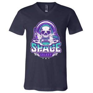 Space Galaxy Design Skull Astronaut Skull Lover Space Tourism V-Neck T-Shirt