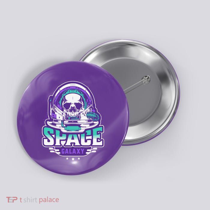 Space Galaxy Design Skull Astronaut Skull Lover Space Tourism Button