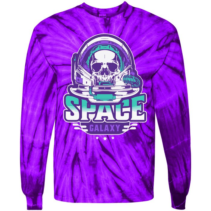 Space Galaxy Design Skull Astronaut Skull Lover Space Tourism Tie-Dye Long Sleeve Shirt