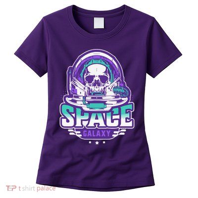 Space Galaxy Design Skull Astronaut Skull Lover Space Tourism Womens T-Shirt