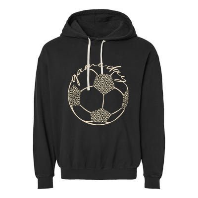 Soccer Game Day Women Leopard Cheetah Print Soccer Fan Garment-Dyed Fleece Hoodie