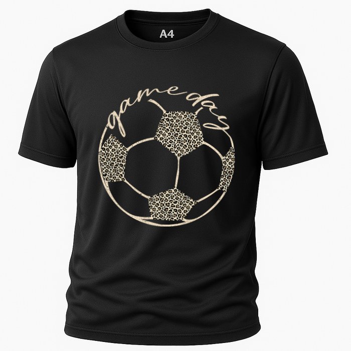 Soccer Game Day Women Leopard Cheetah Print Soccer Fan Cooling Performance Crew T-Shirt