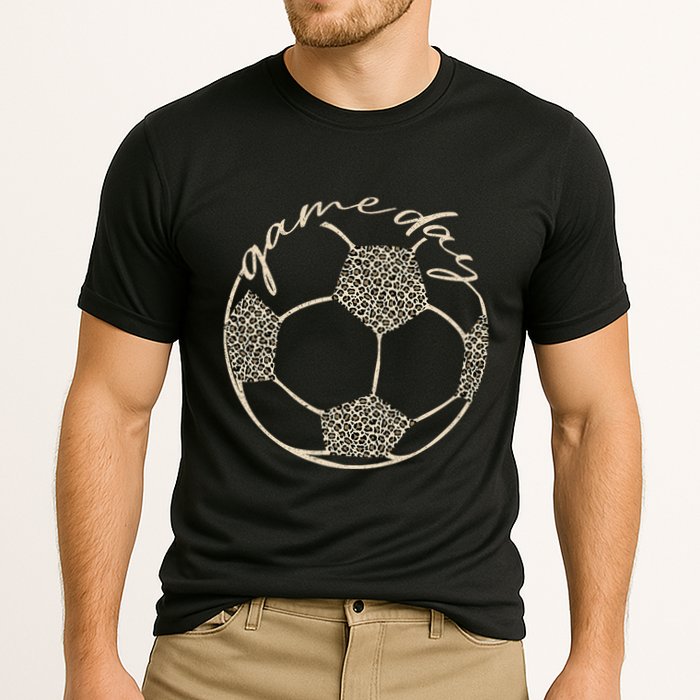 Soccer Game Day Women Leopard Cheetah Print Soccer Fan Cooling Performance Crew T-Shirt