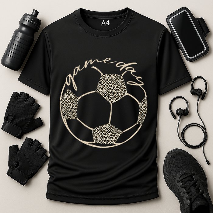 Soccer Game Day Women Leopard Cheetah Print Soccer Fan Cooling Performance Crew T-Shirt