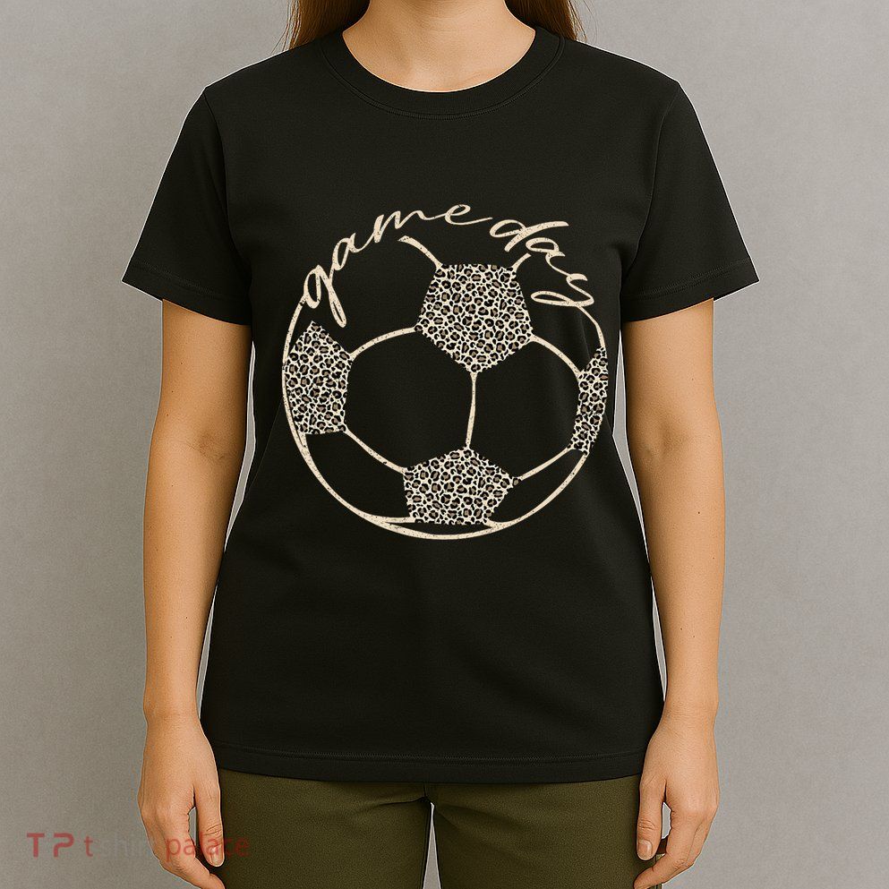 Soccer Game Day Women Leopard Cheetah Print Soccer Fan T-Shirt