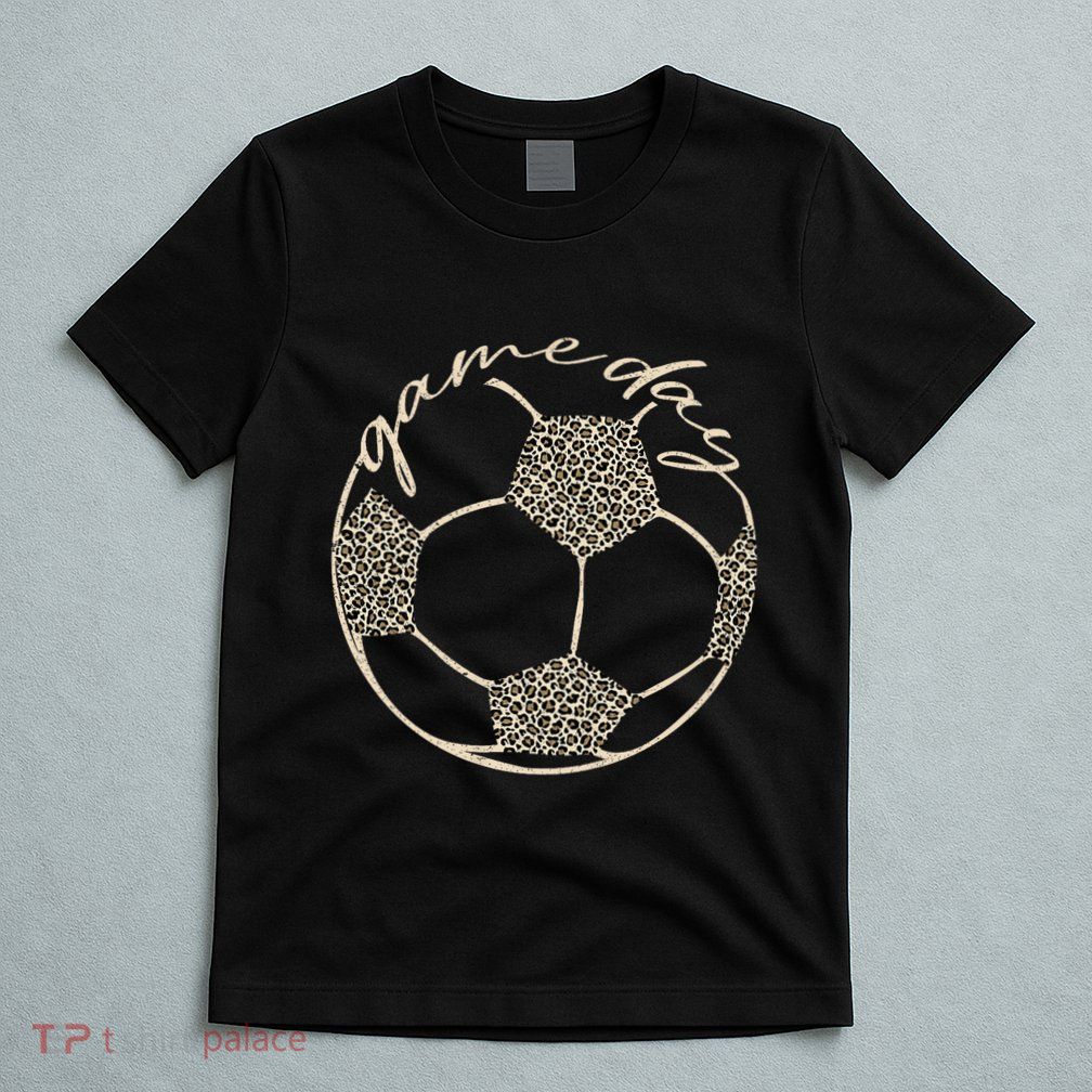 Soccer Game Day Women Leopard Cheetah Print Soccer Fan T-Shirt