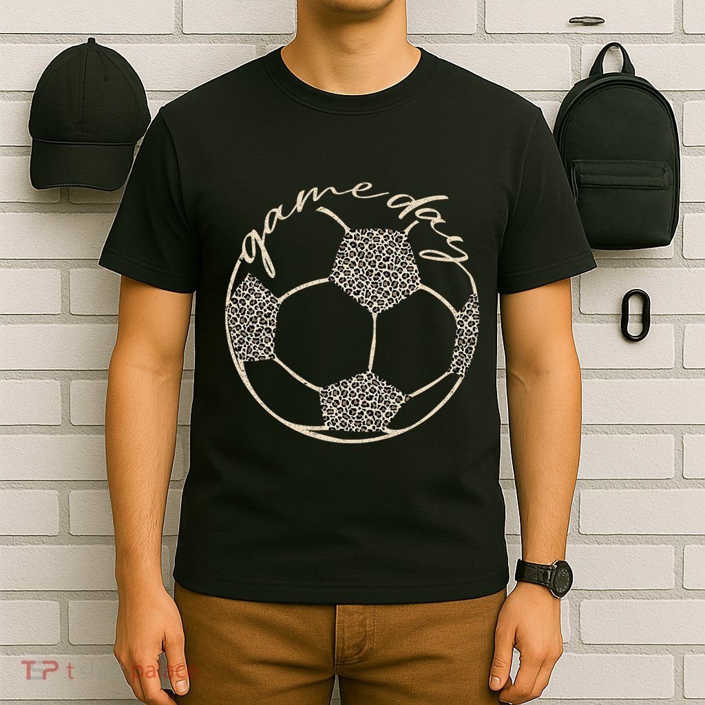 Soccer Game Day Women Leopard Cheetah Print Soccer Fan T-Shirt