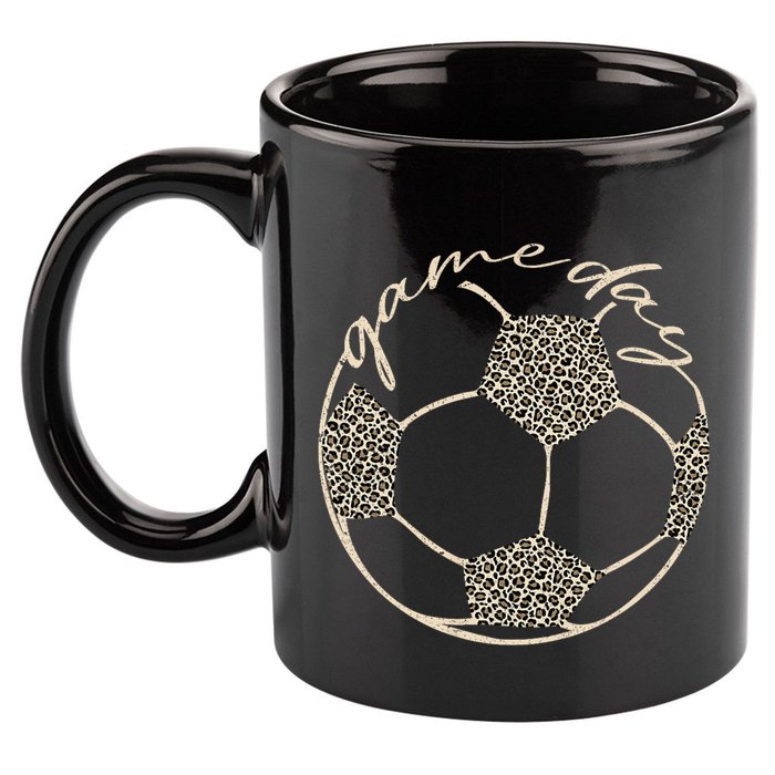 Soccer Game Day Women Leopard Cheetah Print Soccer Fan 11oz C Handle Ceramic Mug