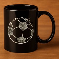 Soccer Game Day Women Leopard Cheetah Print Soccer Fan 11oz C Handle Ceramic Mug