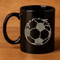 Soccer Game Day Women Leopard Cheetah Print Soccer Fan 11oz C Handle Ceramic Mug