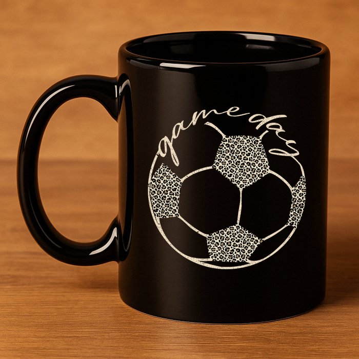 Soccer Game Day Women Leopard Cheetah Print Soccer Fan 11oz C Handle Ceramic Mug