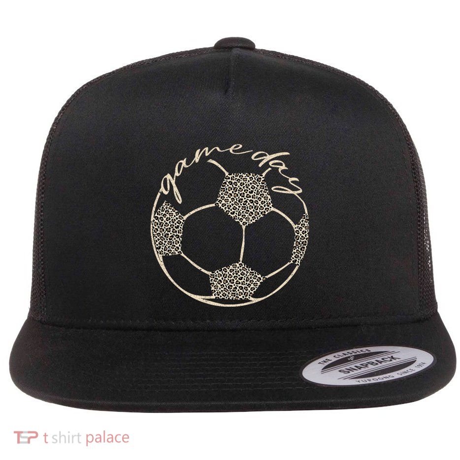 Soccer Game Day Women Leopard Cheetah Print Soccer Fan Flatbill Hat