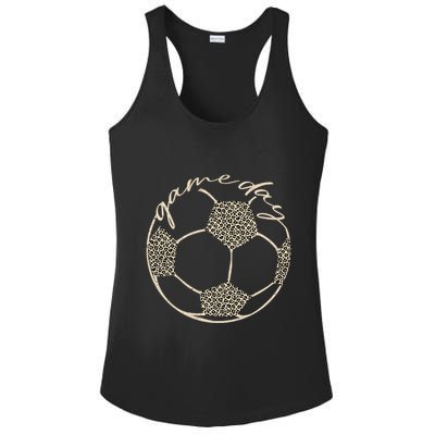 Soccer Game Day Women Leopard Cheetah Print Soccer Fan Ladies PosiCharge Competitor Racerback Tank