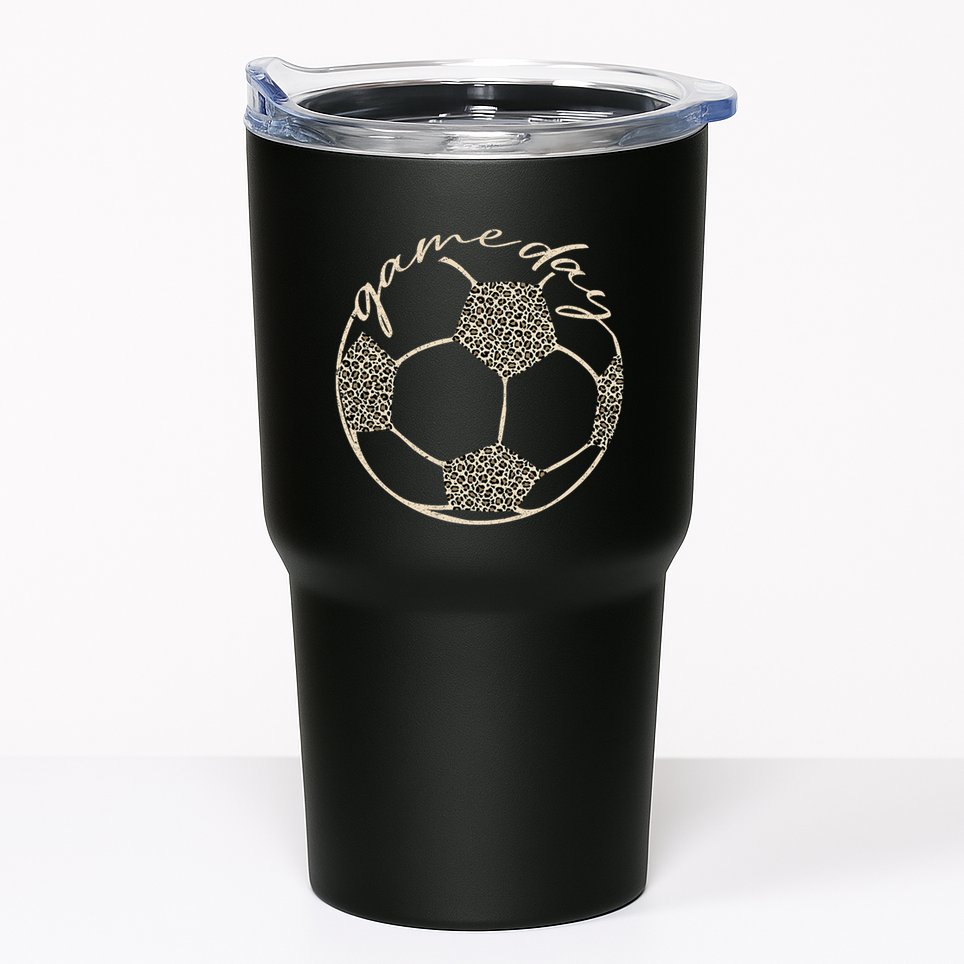 Soccer Game Day Women Leopard Cheetah Print Soccer Fan Tumbler