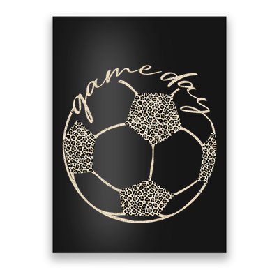 Soccer Game Day Women Leopard Cheetah Print Soccer Fan Poster