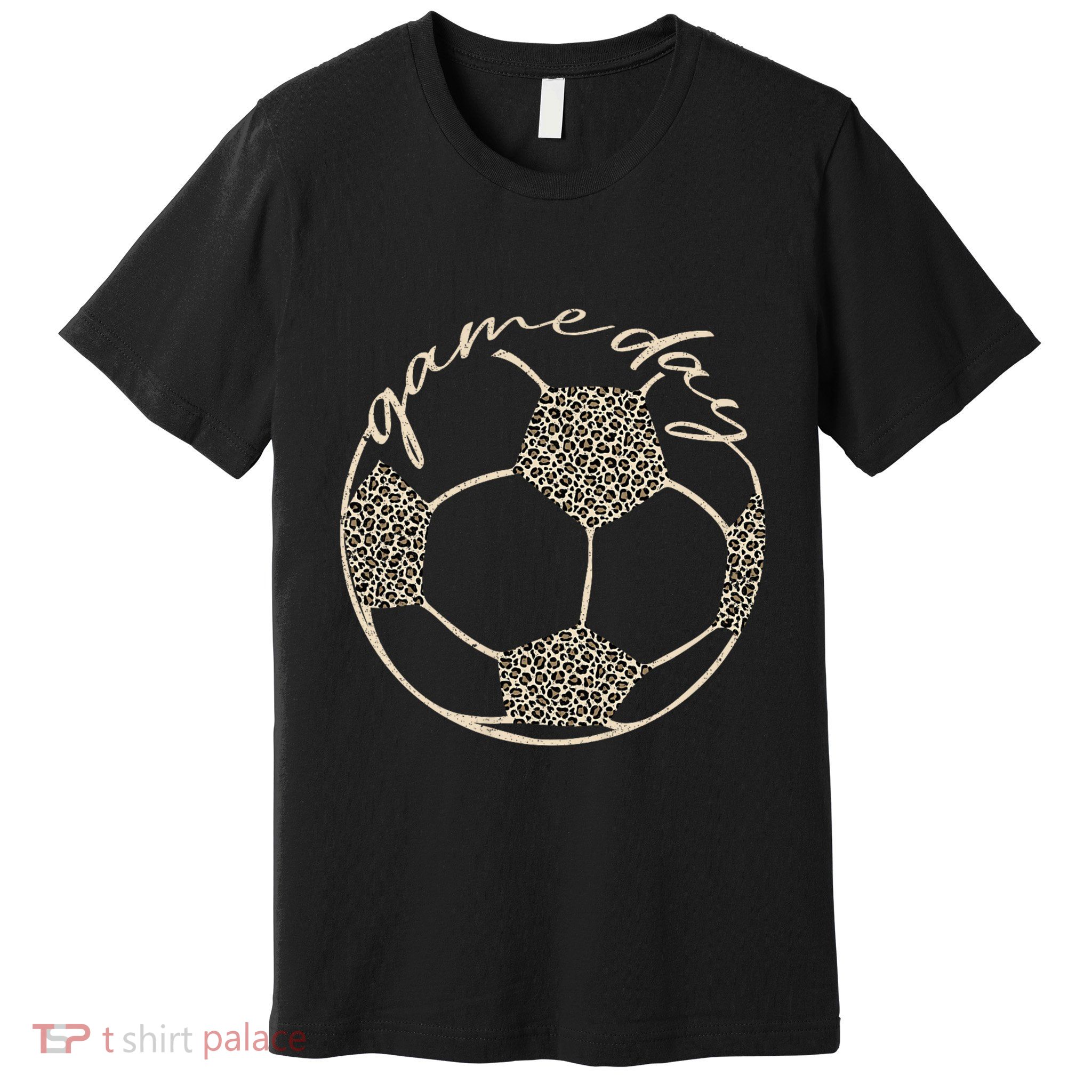 Soccer Game Day Women Leopard Cheetah Print Soccer Fan Premium T-Shirt