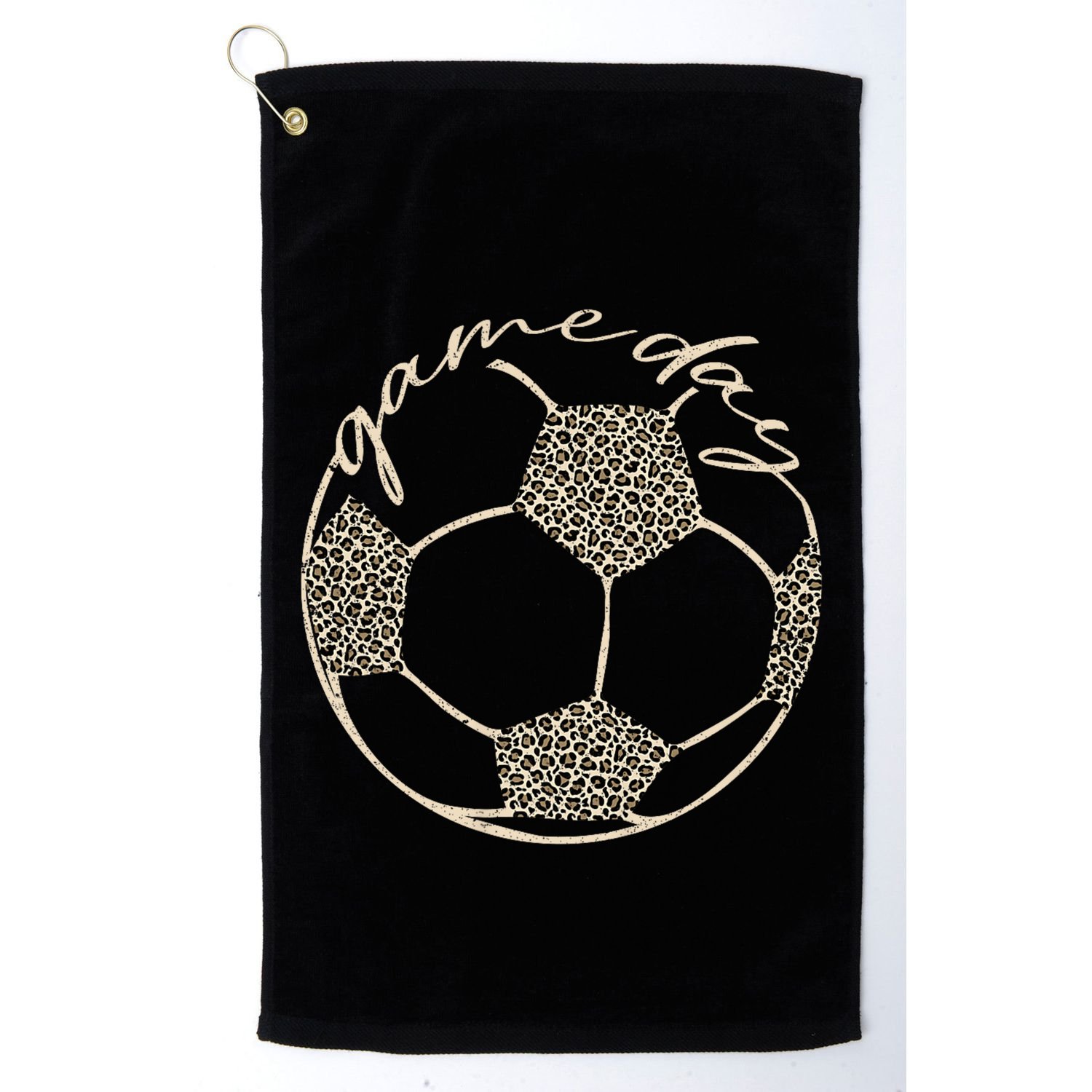 Soccer Game Day Women Leopard Cheetah Print Soccer Fan Golf Towel